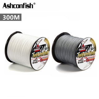 Ashconfish สายเอ็นตกปลา PE แบบถัก 9 เส้น 300 เมตร PE X9 สีขาว สีเทา