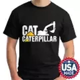 HH ใหม่ Caterpillar LOGO Black Men T-Shirt คอกลม