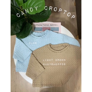 New Candy Crop Top🤍🪵 เปิดตัวน้อนใหม่ เสื้อครอปทอป น่ารักมาก  🧸ทำจากผ้าอัดยับอย่างดี ฟรีไซส์  อกได้ถึง 42🥺 ราคา 210฿