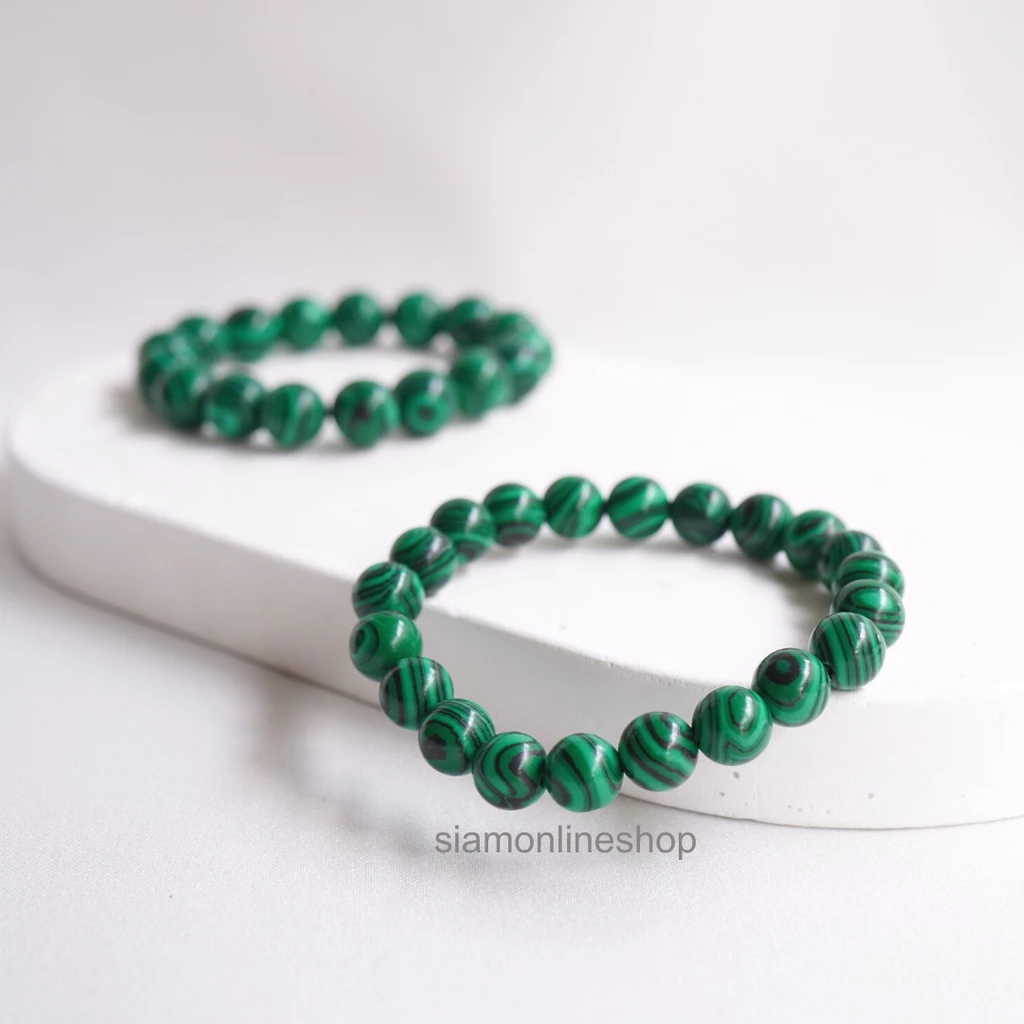 MALACHITE หินมาลาไคต์ เลือกขนาดเม็ดหินได้ (4-16 มม.) หินแห่งการเดินทาง สร้อยข้อมือหินแท้ https://wayoza.com