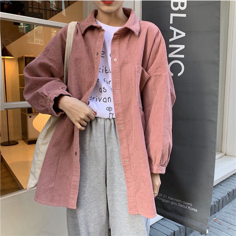 เสื้อเชิ้ต-ผ้าลูกฟูก-ทรงหลวม-ขนาดเล็ก-เข้ากับทุกการแต่งกาย-แฟชั่นฤดูใบไม้ผลิ-และฤดูใบไม้ร่วง-สไตล์เกาหลี-สําหรับผู้หญิง-17q1763