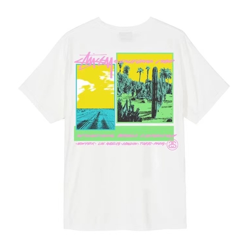 เสื้อยืดพิมพ์ลายแฟชั่น-เสื้อยืด-ลาย-stussy-palm-desert