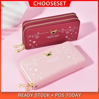 CS Ready Stock Double Zip Womens Wallet Purse Perempuan Wallet for Women