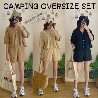 🐻Dudeemink_shop✨CAMPING OVERSIZE SET ชุดเซตทรงหลวม3ชิ้น ชุดเซตแคมป์ปิ้ึง ชุดเซตไซต์ใหญ่ สาวL-XLใส่ได้ ชุดเซต แถมหมวก