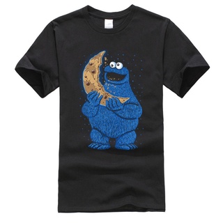 เสื้อยืดผ้าฝ้ายพิมพ์ลายขายดี เสื้อยืดแขนสั้นลําลอง คอกลม พิมพ์ลาย Sesame Cookie Monster Moon Crackers สําหรับผู้ชาย 100%