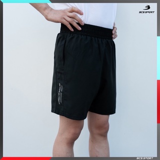 กางเกงออกกำลังกายขาสั้นมีซับใน BCS SPORT สีดำ ผ้าร่ม เบาสบาย (มีกระเป๋า+มีซิบ) R720