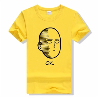 เสื้อยืด - แขนสั้นลูกเรือคอเสื้อยืดผ้าฝ้ายลําลอง 1 รอบพิมพ์อะนิเมะหนึ่งหมัดผู้ชายแฟชั่นฤดูร้อนสําหร