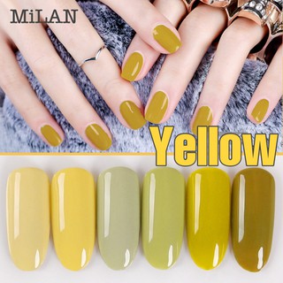 🔥.สีทาเล็บเจล Milan สีเหลือง Yellow Series Color  ขนาด 15 ml (อบเครื่อง UV เท่านั้น)  มีเก็บปลายทาง