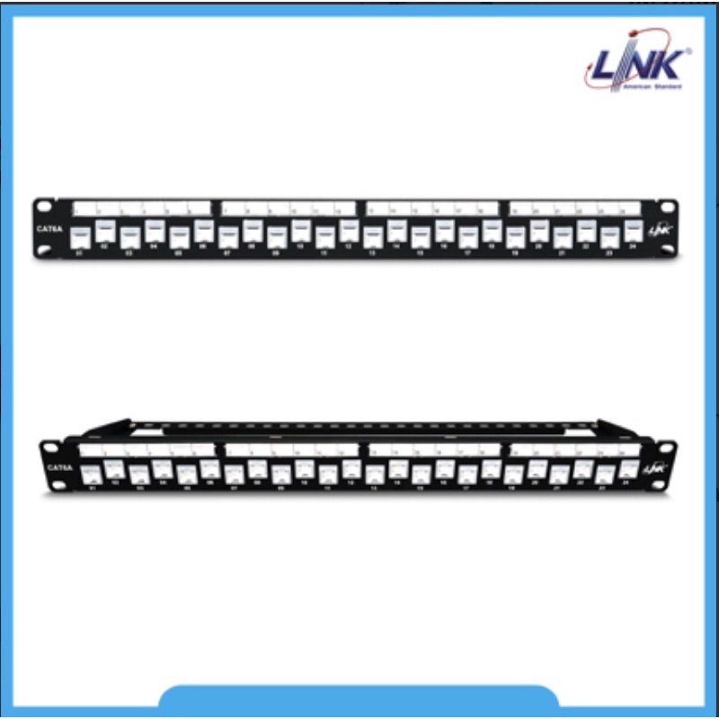 link-us-3224a-cat-6a-patch-panel-24-port-auto-shutter-w-cable-managment