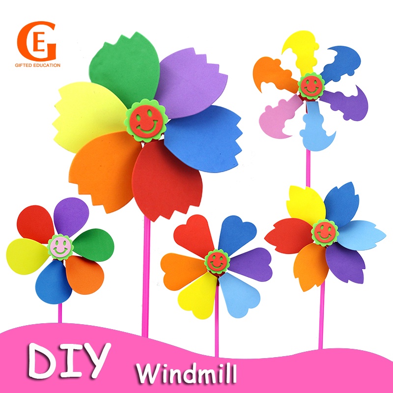 Diy EVA Windmill ของเล่นเด็ก Handmade สีสัน Pinwheel Handcraft Creative ...
