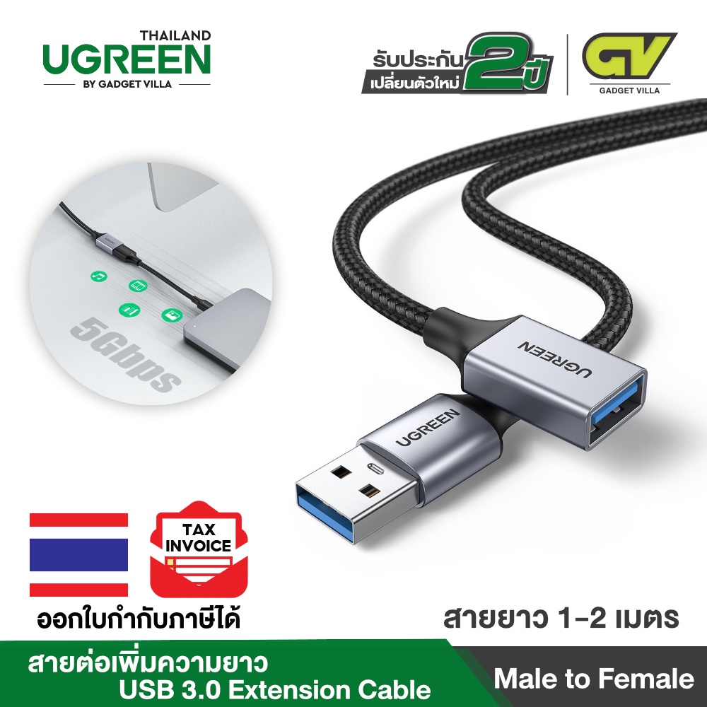 ภาพหน้าปกสินค้าUGREEN รุ่น US115 สายต่อ USB to USB 3.0 สายยาว 1-3 เมตร Extension ตัวผู้เป็นตัวเมีย จากร้าน gadgetvilla บน Shopee