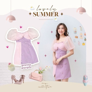 🆕​NEW​🆕​Bellita​👗​XS👗เดรส​สีชมพู​แขนพองผ้าลูกไม้