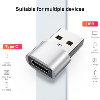 อะแดปเตอร์แปลง Type-c ตัวเมีย เป็น USB ตัวผู้ อะลูมิเนียมอัลลอย อุปกรณ์เสริม สําหรับโทรศัพท์มือถือ 2 ชิ้น