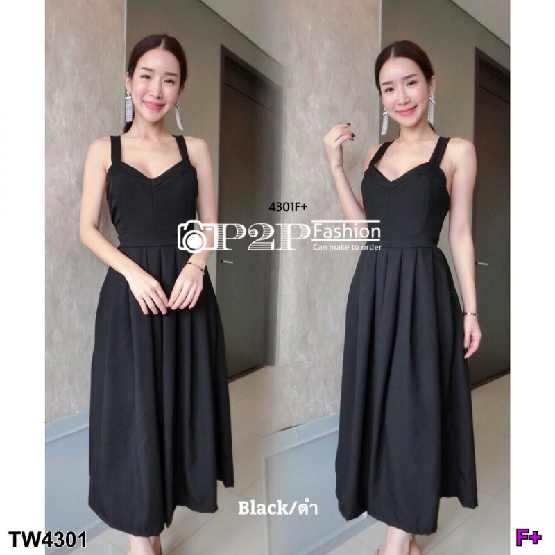 tw4301-maxi-dress-สายเดี่ยว-กระโปรงแต่งจีบทวีส