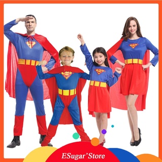 ชุดเดรสคอสเพลย์ Superman Super Man สําหรับผู้ใหญ่ และเด็กผู้ชาย และเด็กผู้หญิง