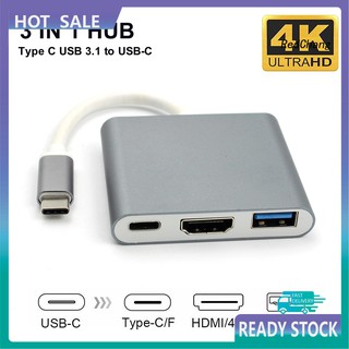 -SPQ- 3 in 1 อะแดปเตอร์แปลงฮับ USB 3.1 Type-C เป็น 4K UHD HDMI USB-C สําหรับ Macbook