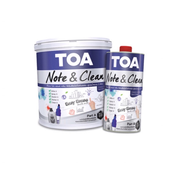 ทีโอเอ โน้ต แอนด์ คลีน TOA note and clean 🧽 สีเขียนได้ลบได้ ขนาด 3 ลิตร ...