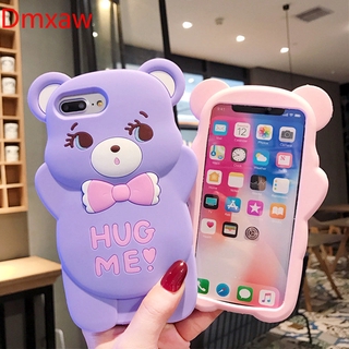 3D Cartoon Pink Bear Cases Huawei Y9 Y5 Y9 Prime 2019 Y6 Y7 Prime 2018 Honor 9X Pro 8S 8X 9 10 Lite 7A 10i 20i 9i 20 Lite V10 P Smart Cute Case Soft Silicone Hug Bear Back Cover
