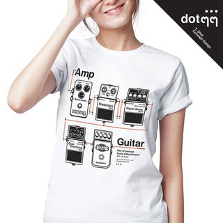 dotdotdot เสื้อยืดหญิง Concept Design ลาย Effect Guitar (White)