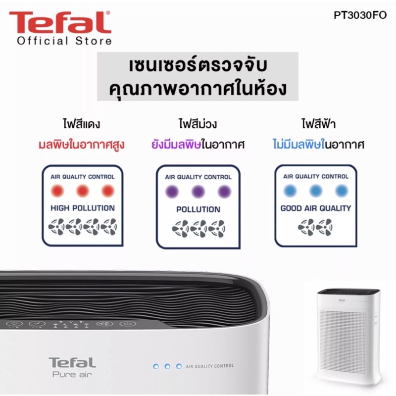 เครื่องฟอกอากาศ-tefal-pure-air-รุ่น-pt3030-คลอบคุมพื้นที่สูงสุด-120-ตรม