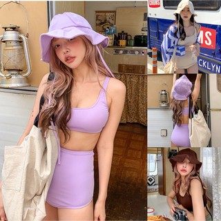 สินค้า ชุดว่ายน้ำแฟชั่นเกาหลีผู้หญิง สำหรับสตรี 3 ชิ้น น่ารักมากๆ ผ้าเนื้อดี 2682# มีฟองและซับใน มีหมวก