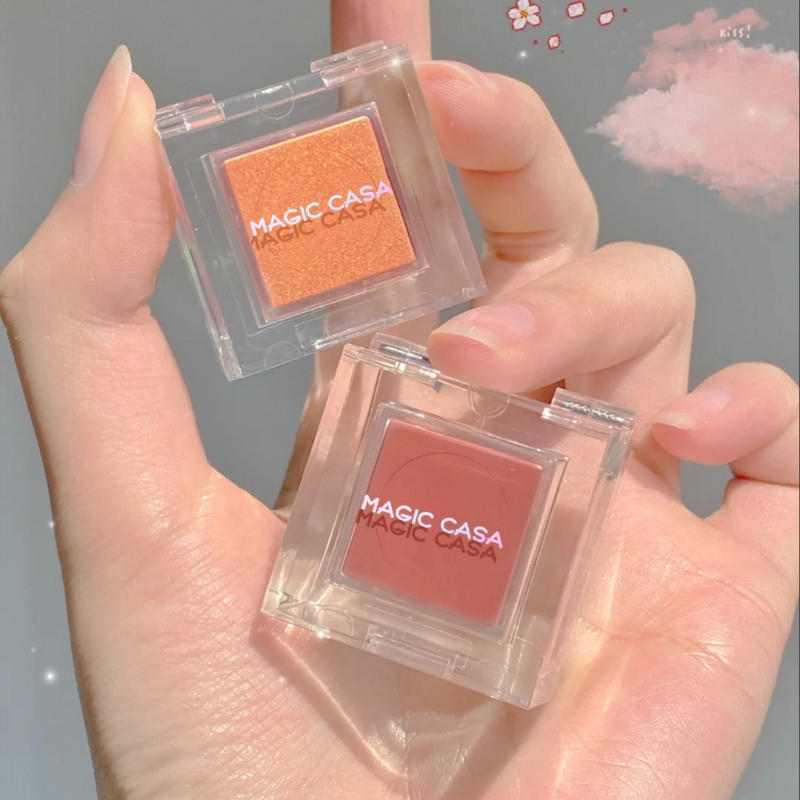 ราคาและรีวิวSmall Ice High-gloss Blush All-in-one Plate Two-color Repair Nude Makeup New Natural Lasting Highlighter+blusher