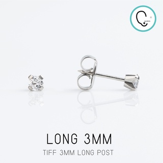 (ก้านยาวพิเศษ สำหรับเจาะ Sterile)CZ 3mm Tiffany ก้านสีเงิน ปลอดภัย 100%_STD051