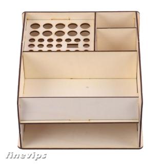 Wooden Painting Ink Bottles Airbrush Brush Tools Rack Storage Shelf Holder