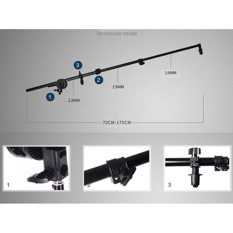 แขนจับรีเฟล็กสะท้อนแสง1-75เมตร-ขาตั้งกล้อง2เมตร-ล้อเพลาหมุน-ครบชุดreflector-holder-arm-light-stand-rotating-shaft-wheel