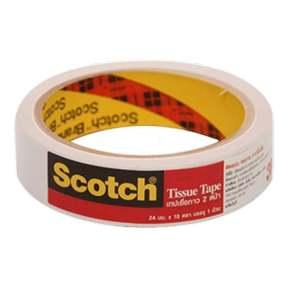 Scotch เทปเยื่อกาว2หน้า Tissue Tape 24มม.x10หลา #777