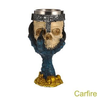[Carfire]Skull Wine Glass with Claw Resin Stainless Steel Liner Gothic Chalice Vintage Goblet Gaming Beverages
