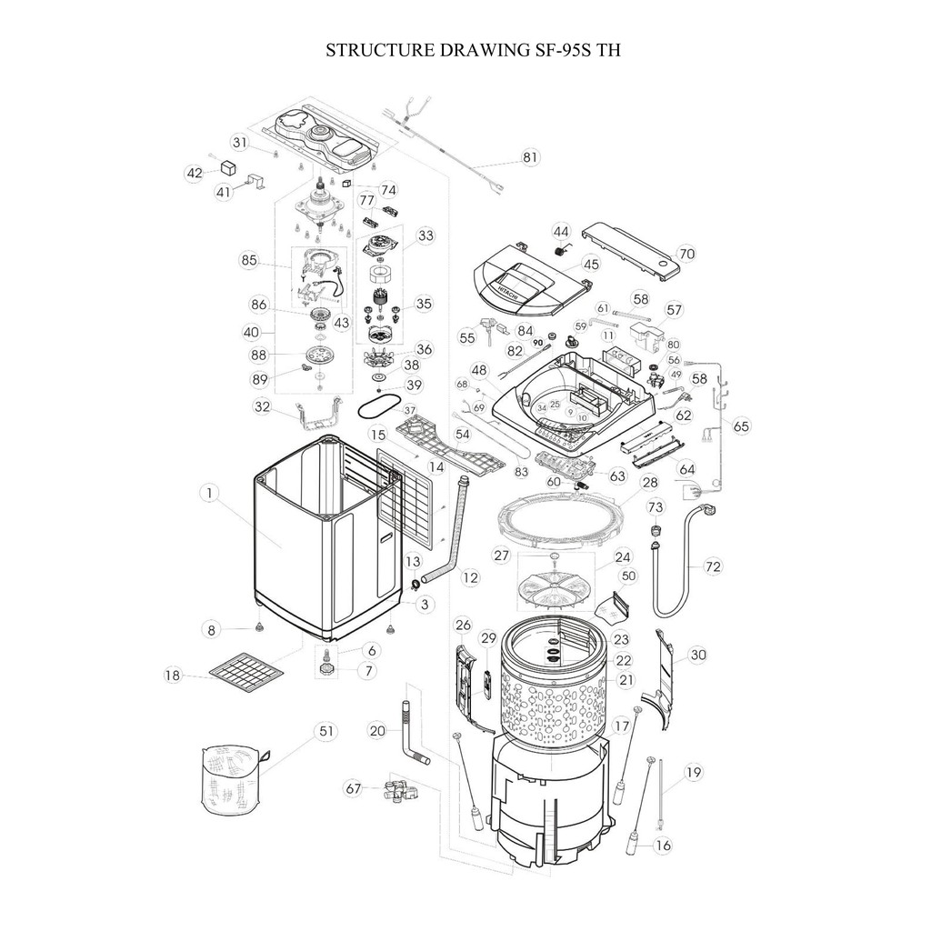 hitachi-อะไหล่-เครื่องซักผ้า-รุ่น-sf-95s-ชิ้นส่วน-งานช่าง-งานซ่อม-อุปกรณ์-part-sf95s-ศูนย์บริการ-อะไล่แท้