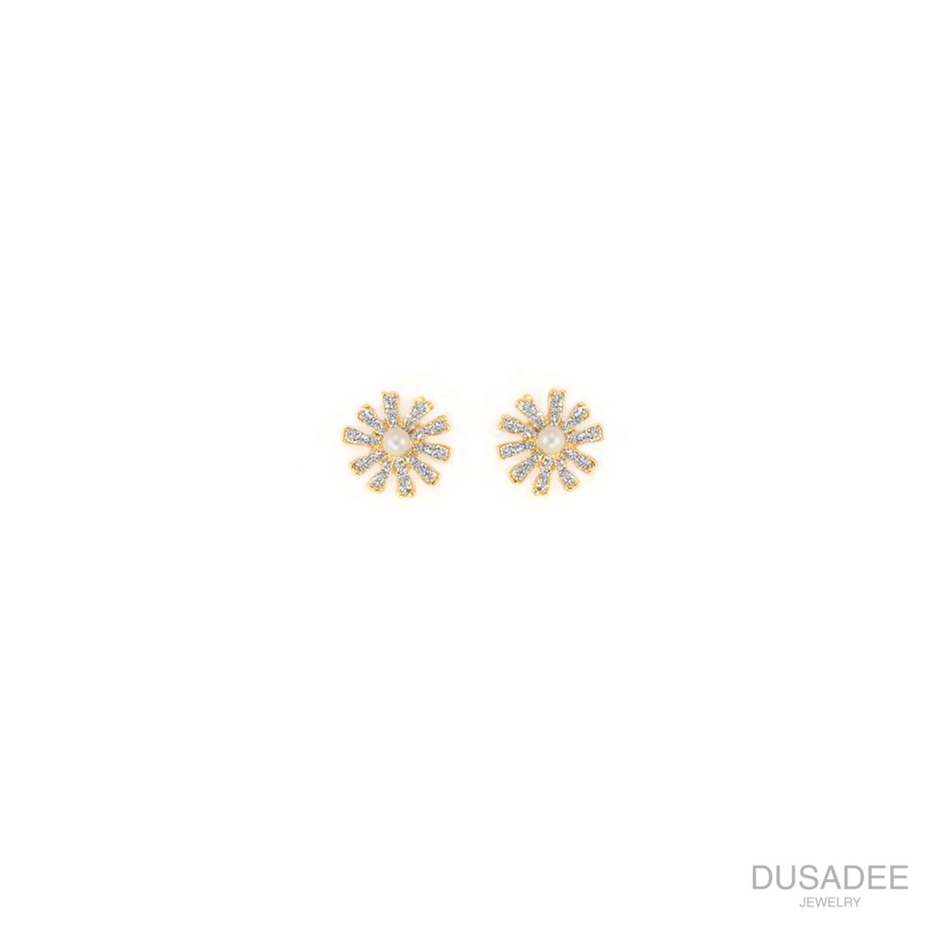 golden-silver-pikul-พิกุลเงิน-พิกุลทอง-earrings-ต่างหูเงินแท้-ชุบทองคำขาว-ประดับเพชรสวิตน้ำ100-แบรนด์-dusadee-jewelry
