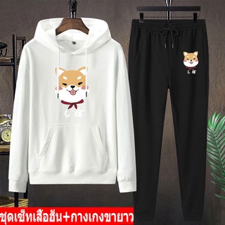 BK389-LONG+AA358ชุดเสื้อฮุ้ต+กางเกงวอร์ม  ชุดเซ็ทแฟชั่นผู้หญิงผู้ชาย