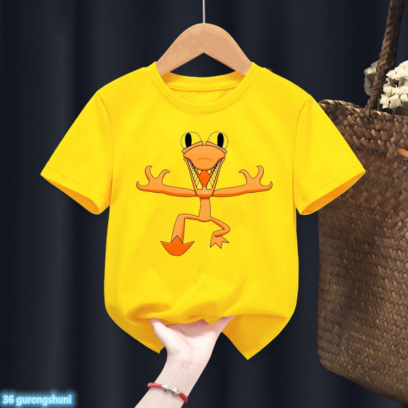เสื้อยืดแขนสั้น-พิมพ์ลายการ์ตูน-kawaii-roblex-rainbow-friends-สีเหลือง-สําหรับเด็กผู้ชาย-และเด็กผู้หญิง-2023