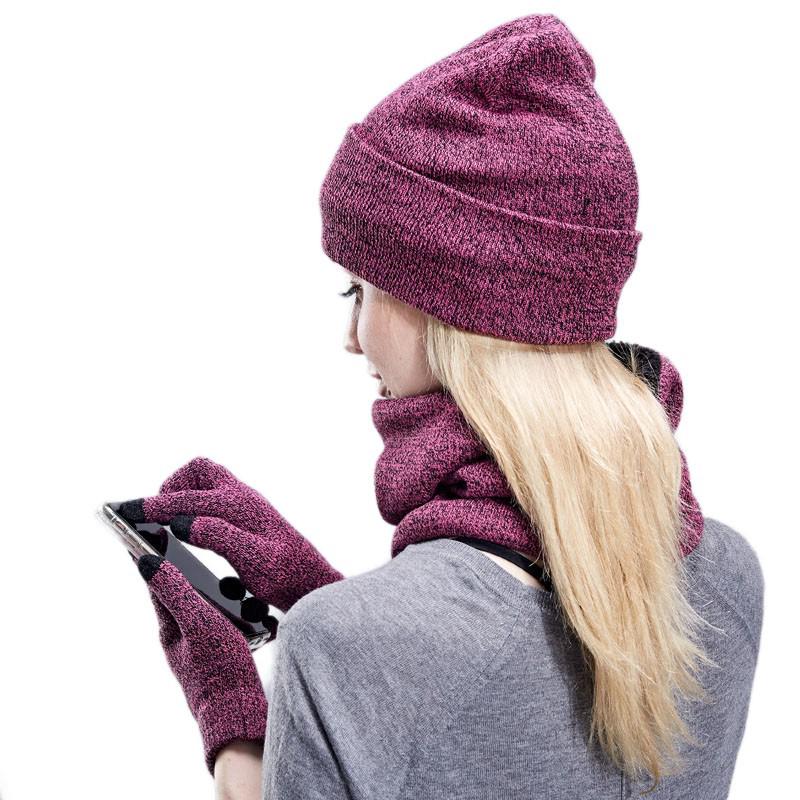 ภาพหน้าปกสินค้าชายหญิง 3pc Winter Soft หมวกถักหมวก Beanie ผ้าพันคอ Screen Glove Warm ฤดูหนาว ที่เกี่ยวข้อง