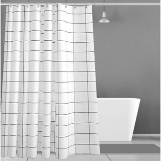 ราคาม่านห้องน้ำ ม่านพลาสติก ม่านกันน้ำ กันเชื้อรา ผ้าม่านในห้องน้ำ ขนาด 180X180cm มีห่วงตะขอ