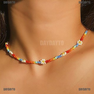 Daydayto โบโฮผู้หญิงแฮนด์เมด DIY ลูกปัดดอกไม้เค้นคอสร้อยคอเสน่ห์โซ่เครื่องประดับของขวัญ