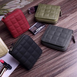 กระเป๋าสตางค์ผู้หญิงใบสั้น เย็บตาราง สีสวย น่ารัก short table sewing women wallet