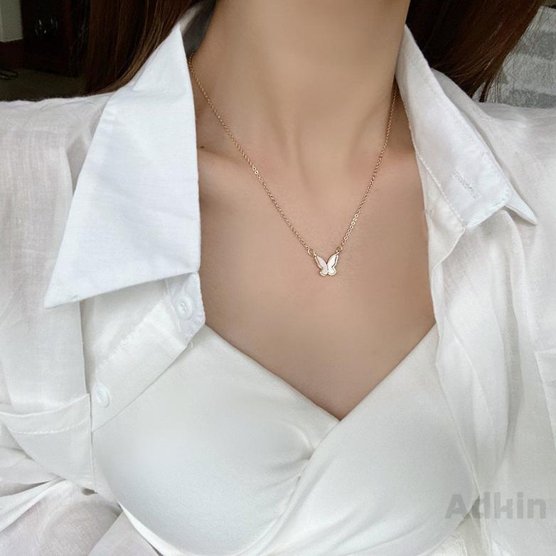 adkin-เครื่องประดับสร้อยคอเกาหลีแฟชั่นโลหะผสมมุกดอกกุหลาบดอกเบญจมาศเดซี่ผีเสื้อจี้สร้อยคอสำหรับผู้หญิง-711