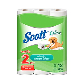 (แพ็ค 12 ม้วน) Scott Extra Double Roll Tissue  สก๊อตต์® เอ็กซ์ตร้า กระดาษชำระ ขนาดความยาว 2 เท่า