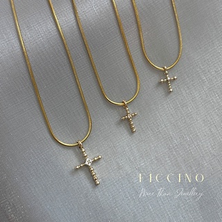 Ficcino สร้อยคอชุบทอง 18k พร้อมจี้ไทเทเนียม เรียบง่าย สําหรับผู้หญิง