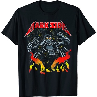 เสื้อยืด พิมพ์ลาย Star Wars Darth Vader Heavy Metal Flames สําหรับผู้ชาย และผู้หญิงaFQสามารถปรับแต่งได้