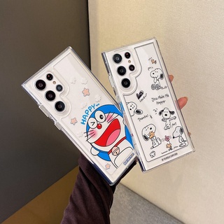 เคสโทรศัพท์มือถือ แบบใส ลายการ์ตูน Snoopy Doraemon สําหรับ Samsung Galaxy A53 A12 A22 A42 A52