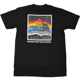 เสื้อยืดโอเวอร์ไซส์⭐ The North Face ⭐ เสื้อยืด คอกลม แขนสั้น แฟชั่น นอร์ธเฟซ exploring สีรุ้ง rainbow unisexS-3XL