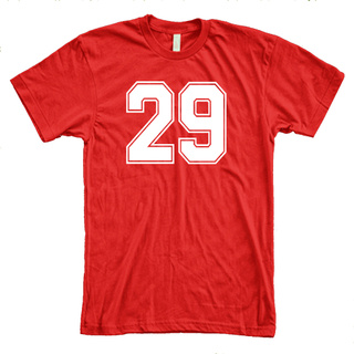 เสื้อวินเทจผญ - MRL พิมพ์หมายเลขเจอร์ซีย์ 20 21 22 23 24 25 26 27 28 29 เสื้อสีแดง Unisex บาสเกตบอล