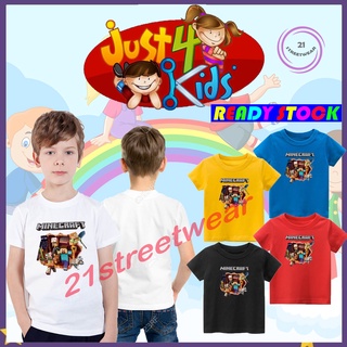 เสื้อยืด ผ้าฝ้าย 100% พิมพ์ลายกราฟฟิค Minecraft Budak Kecil Baju Budak kanak แฟชั่นสําหรับเด็ก