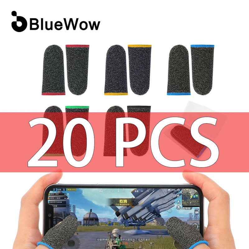 bluewow-ปลอกสวมนิ้วมือ-ระบายอากาศ-pubg-หน้าจอสัมผัส-พร้อมสายไฟเบอร์-สําหรับเล่นเกมมือถือ-กฎแห่งการเอาตัวรอด-20-ชิ้น