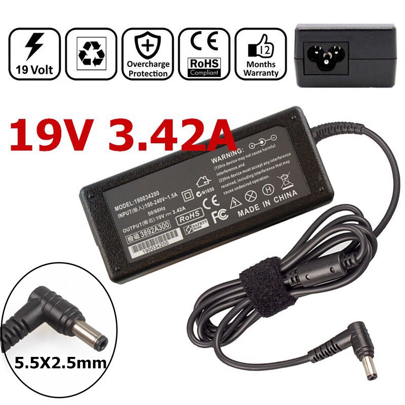 ภาพหน้าปกสินค้า19V 3.42A 5.5mm*2.5mm AC Adapter 65W Charger Power Supply Cord For Toshiba Satellite Asus Laptop จากร้าน annie_shop2019 บน Shopee