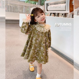 ใหม่สาวๆดอกไม้แขนยาวเดรส เดรสเด็กผู้หญิง